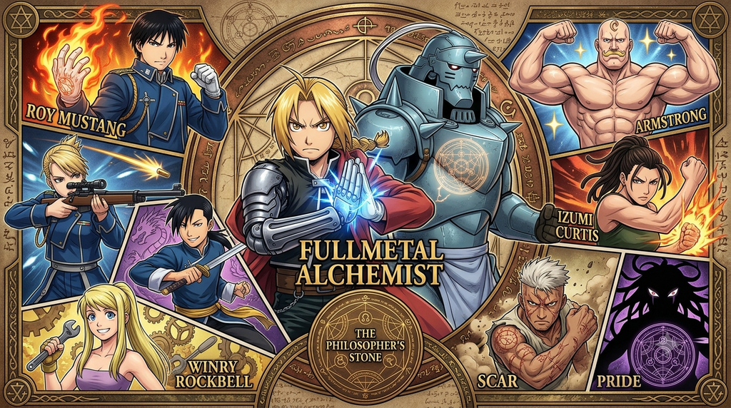 Fullmetal Alchemist Cast Framed Poster – 12" × 18"